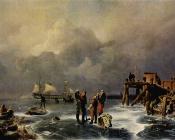 海面结冰的海滩(冰冻的海洋海岸的冬季景观) - 安德烈亚斯·阿亨巴赫